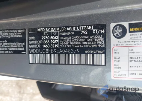 2014 Mercedes-Benz S 550 4Matic from USA, damaged, VIN WDDUG8FB9EA048379